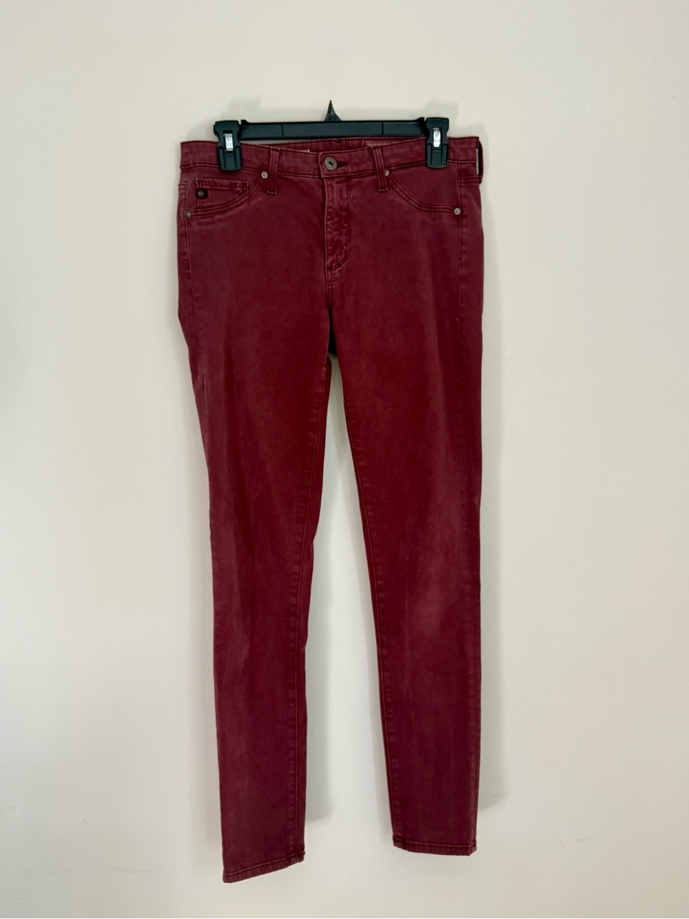 AG Adriano Goldschmied Maroon Burgundy Skinny Jeans Size 27R Good Condition